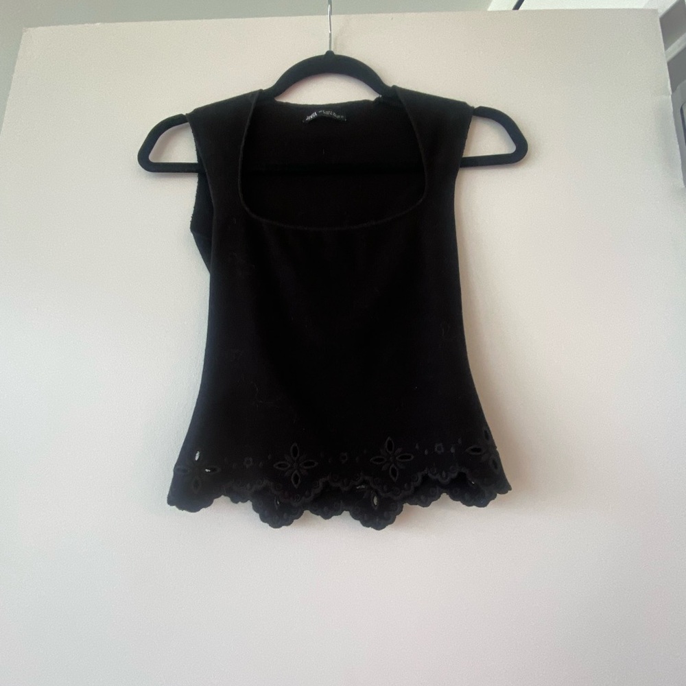Zara Elegant Black Eyelet Tank Top